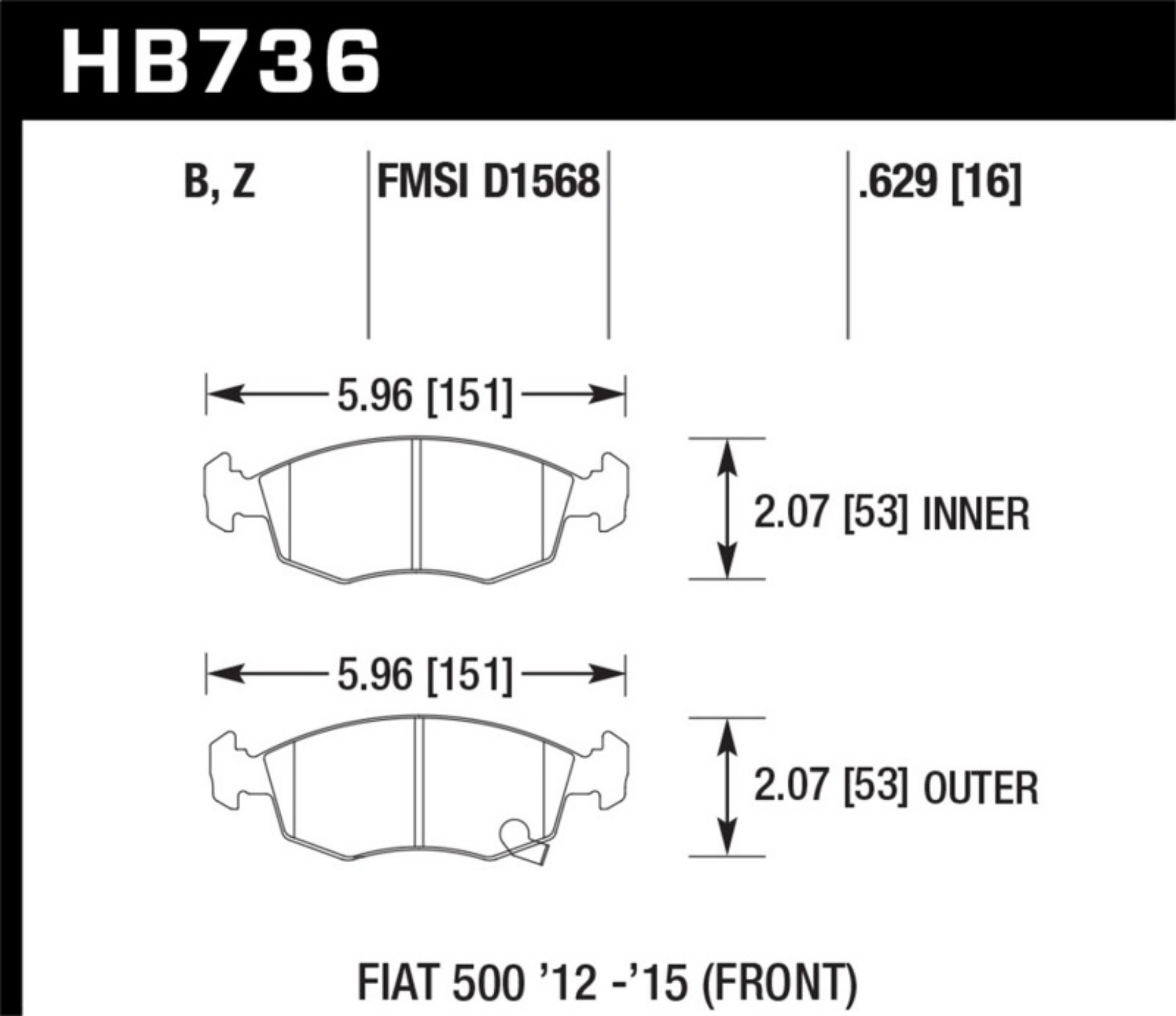 Picture of Hawk 14-16 Fiat 500 c Front ER-1 Brake Pads