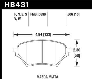 Picture of Hawk 01-05 Mazda Miata HPS 5-0 Front Brake Pads
