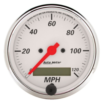 Picture of Autometer Arctic White 3 1-8in 120 mph electric Speedometer Programmable w- LCD