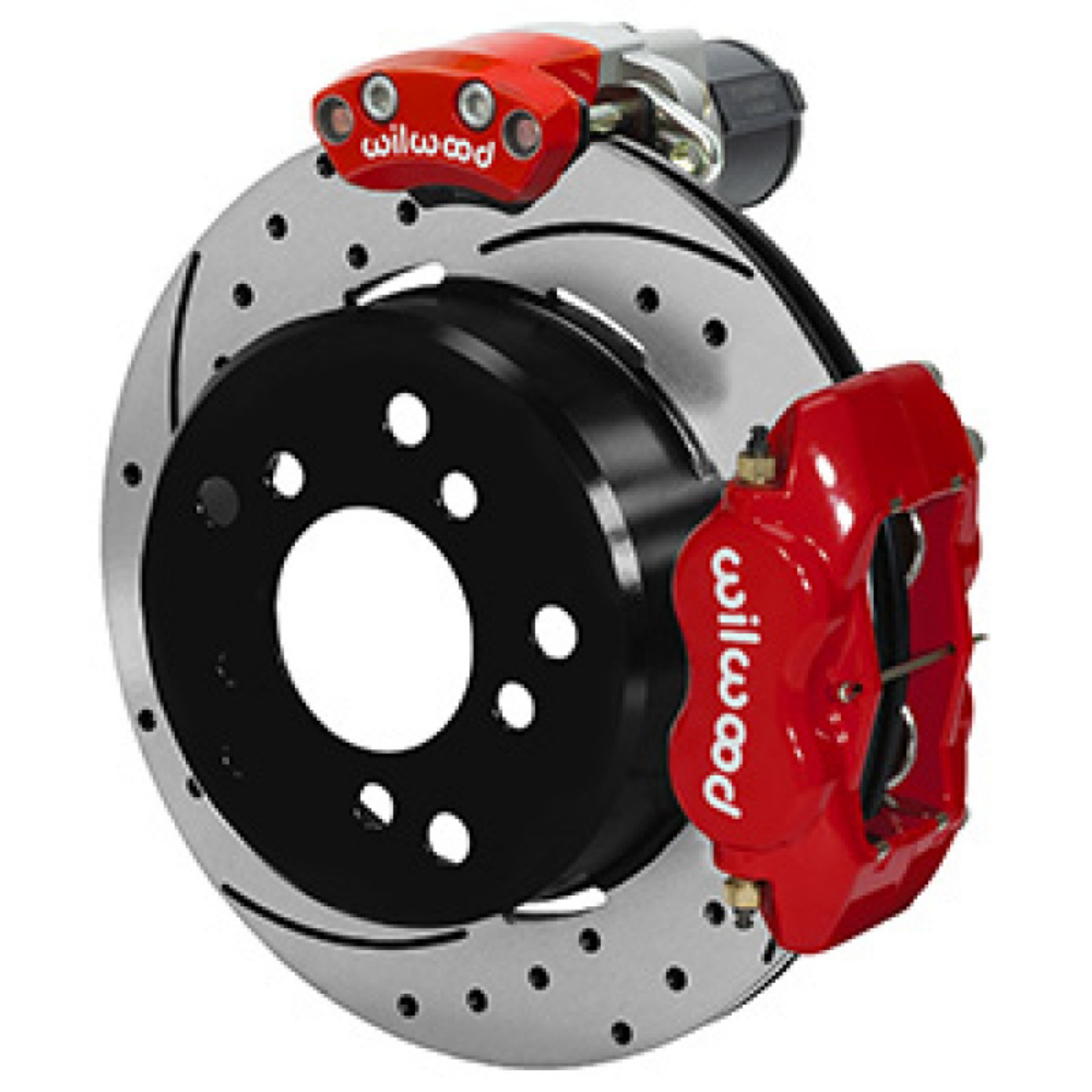 Picture of Wilwood Forged Dynalite Rear Electronic Parking Brake Kit - Red Powder Coat Caliper - D-S Rotor