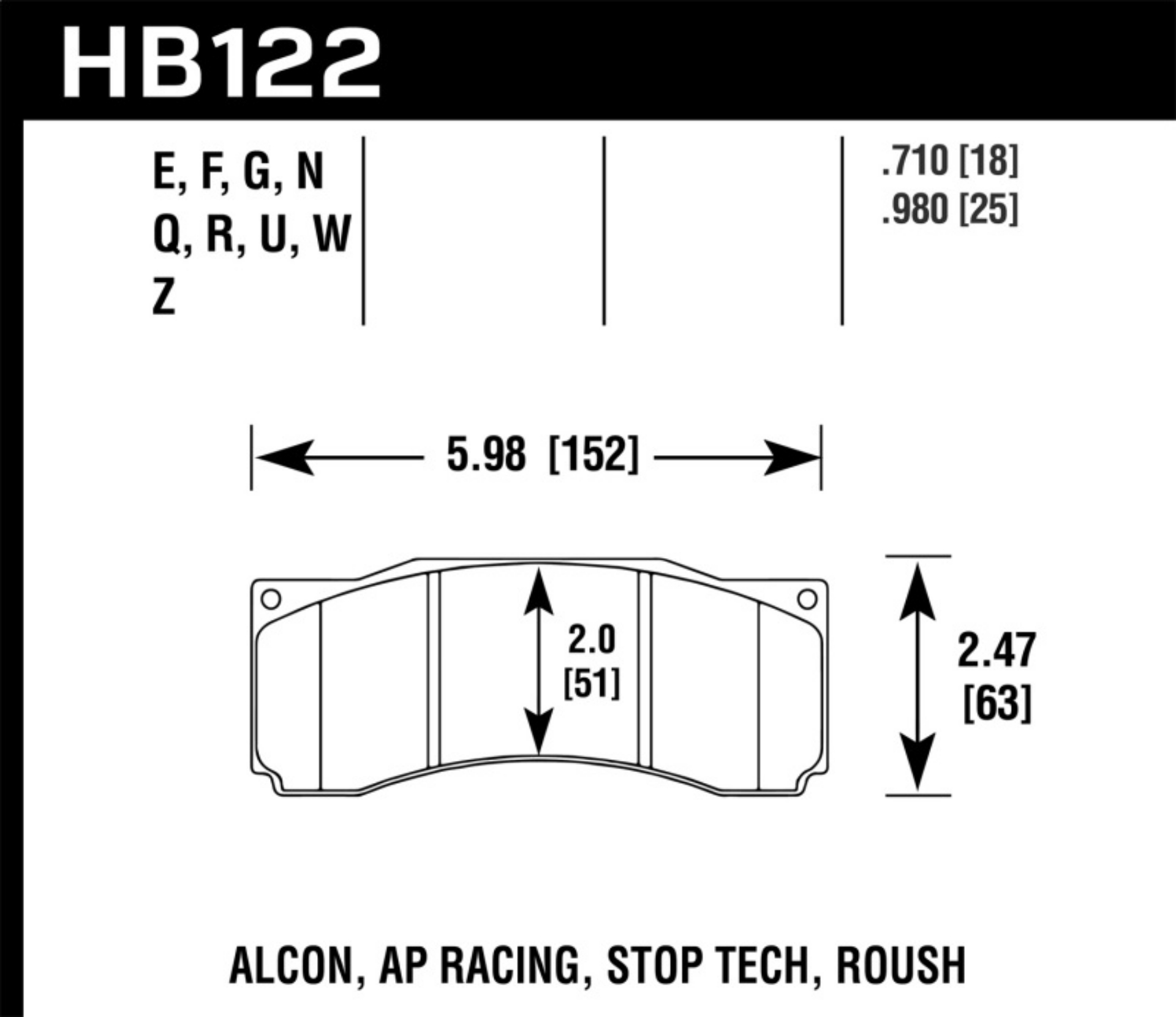 Picture of Hawk Alcon-AP Racing, StopTech Roush ER-1 Brake Pad Set