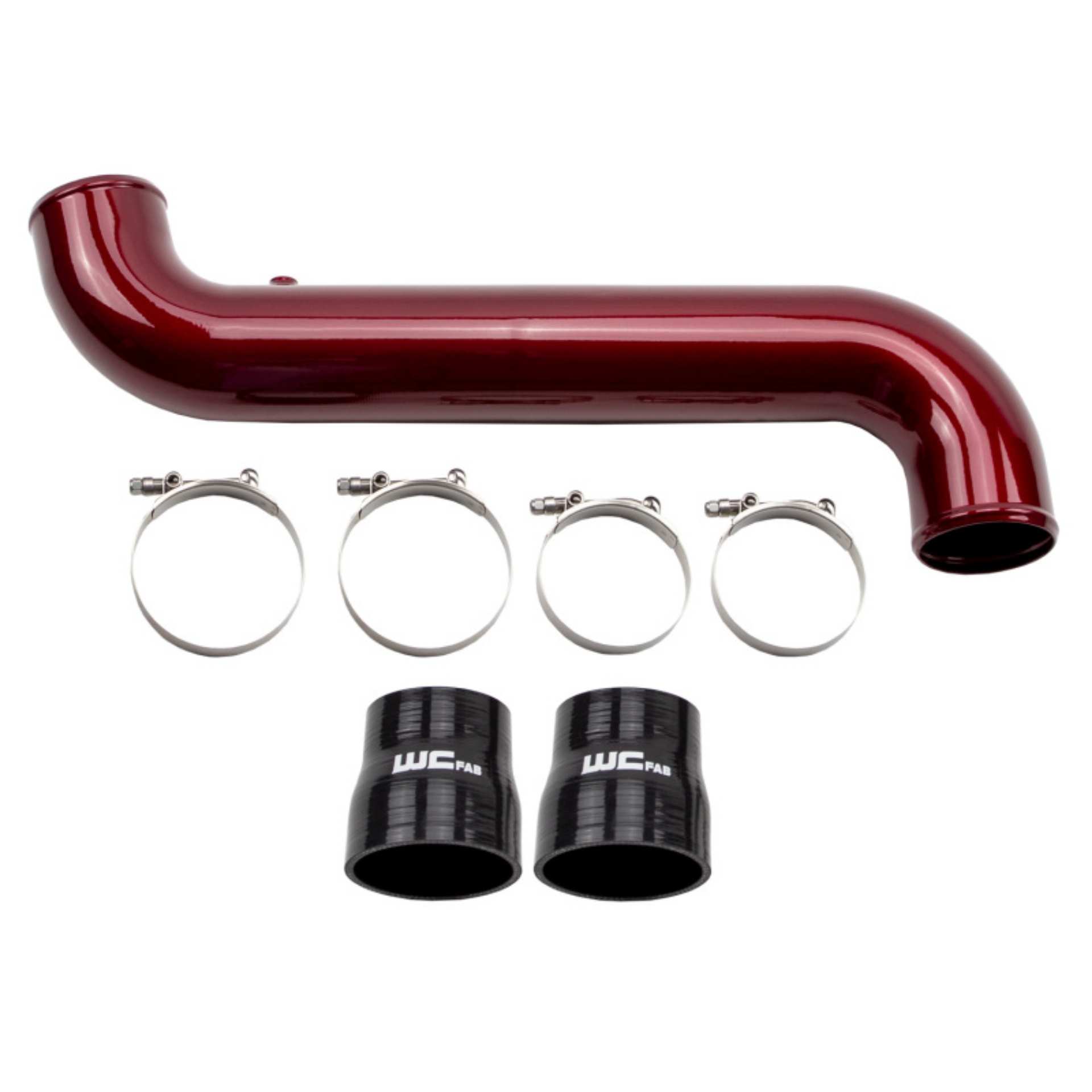 Picture of Wehrli 11-16 Duramax LML Passenger Side 3-5 in- Intercooler Pipe - WCFab Red