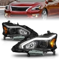 Picture of ANZO 13-15 Nissan Altima w-o Factory HID Bulbs Projector Headlights - w- Light Bar Black Housing
