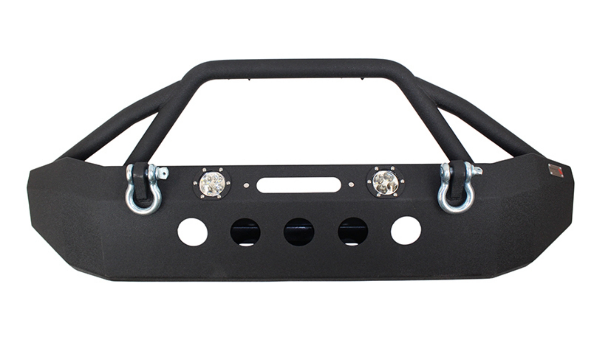 Picture of Fishbone Offroad 07-18 Jeep Wrangler Front Winch Bumper W-LEDs Full Width - Blk Texured Powdercoated