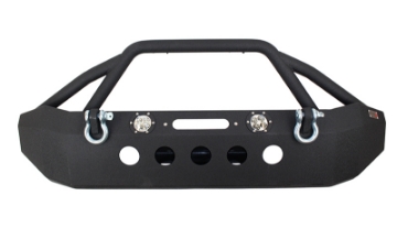 Picture of Fishbone Offroad 07-18 Jeep Wrangler Front Winch Bumper W-LEDs Full Width - Blk Texured Powdercoated