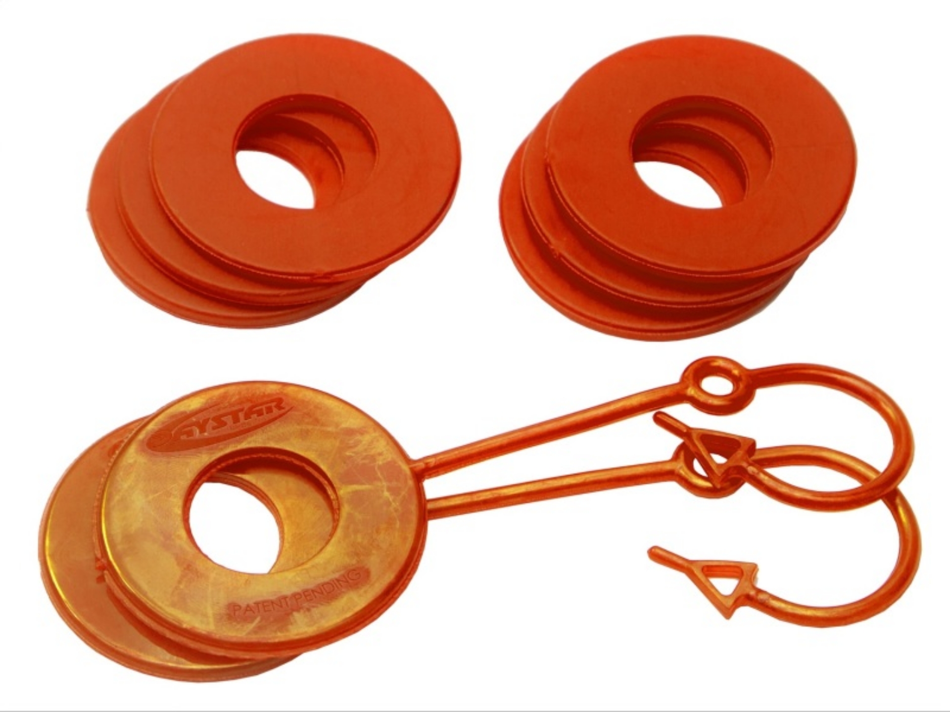 Picture of Daystar Fluorescent Orange Locking D Ring Isolator Pair w-Washer Kit