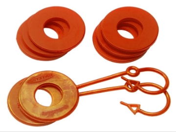 Picture of Daystar Fluorescent Orange Locking D Ring Isolator Pair w-Washer Kit