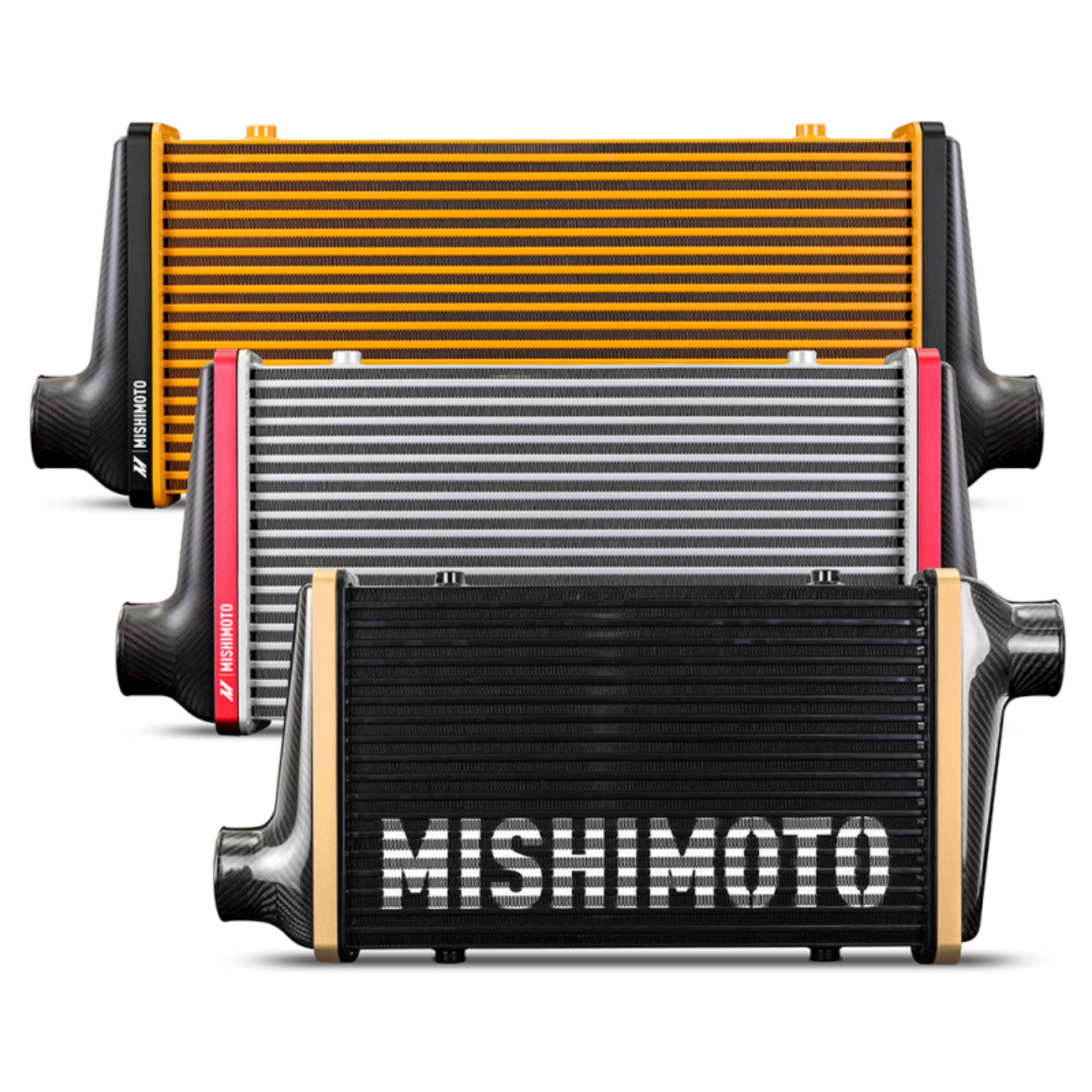 Picture of Mishimoto Universal Carbon Fiber Intercooler - Matte Tanks - 525mm Black Core - C-Flow - C V-Band