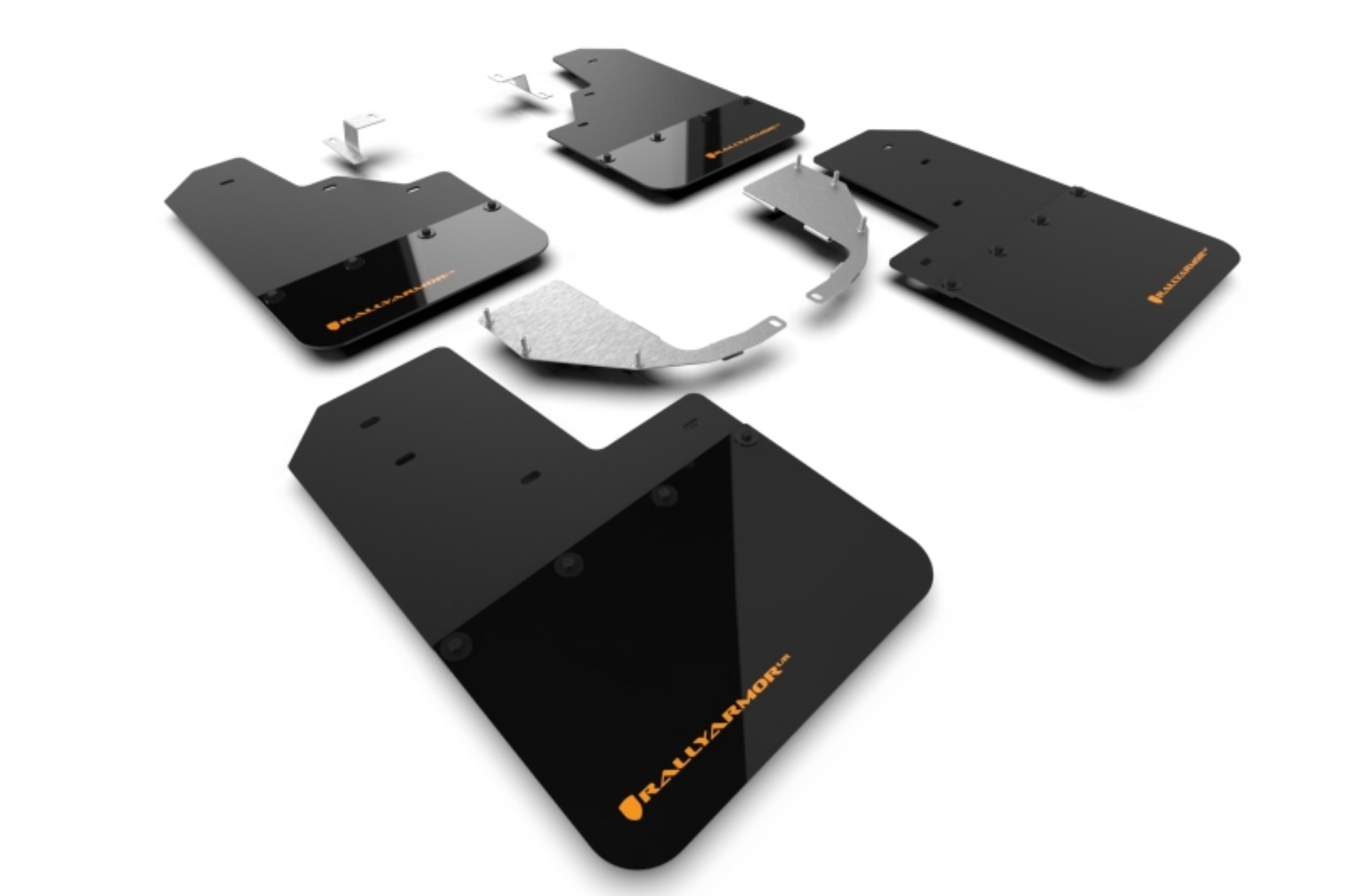 Picture of Rally Armor 21-25 Ford Bronco Steel Bmpr - NO Rptr-Sprt - NO RR-RB Blk Mud Flap w-Cy Orange Logo