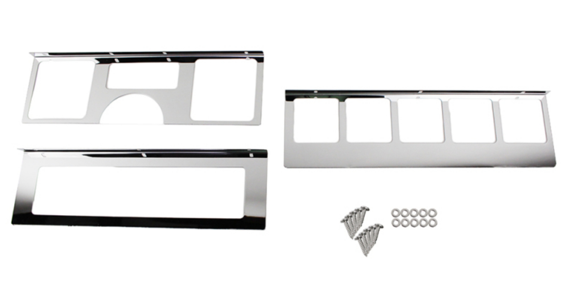 Picture of Kentrol 87-95 Jeep Wrangler YJ Dash Overlay Set 3 pieces - Polished Silver