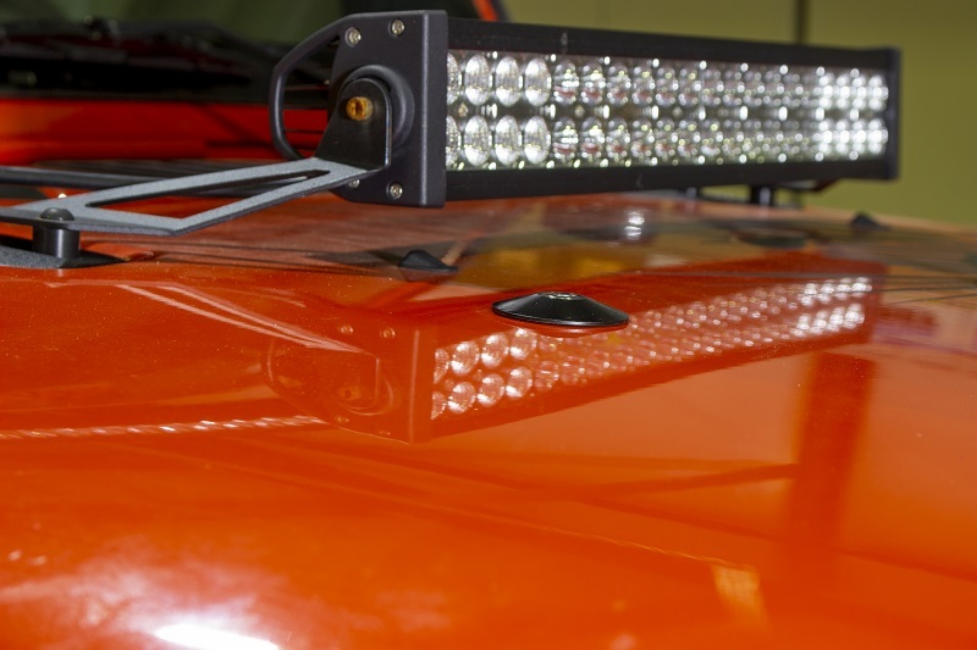 Picture of Kentrol 97-19 Jeep Wrangler JK-TJ Hood Bumper Deletes Black Powdercoat Stainless Steel