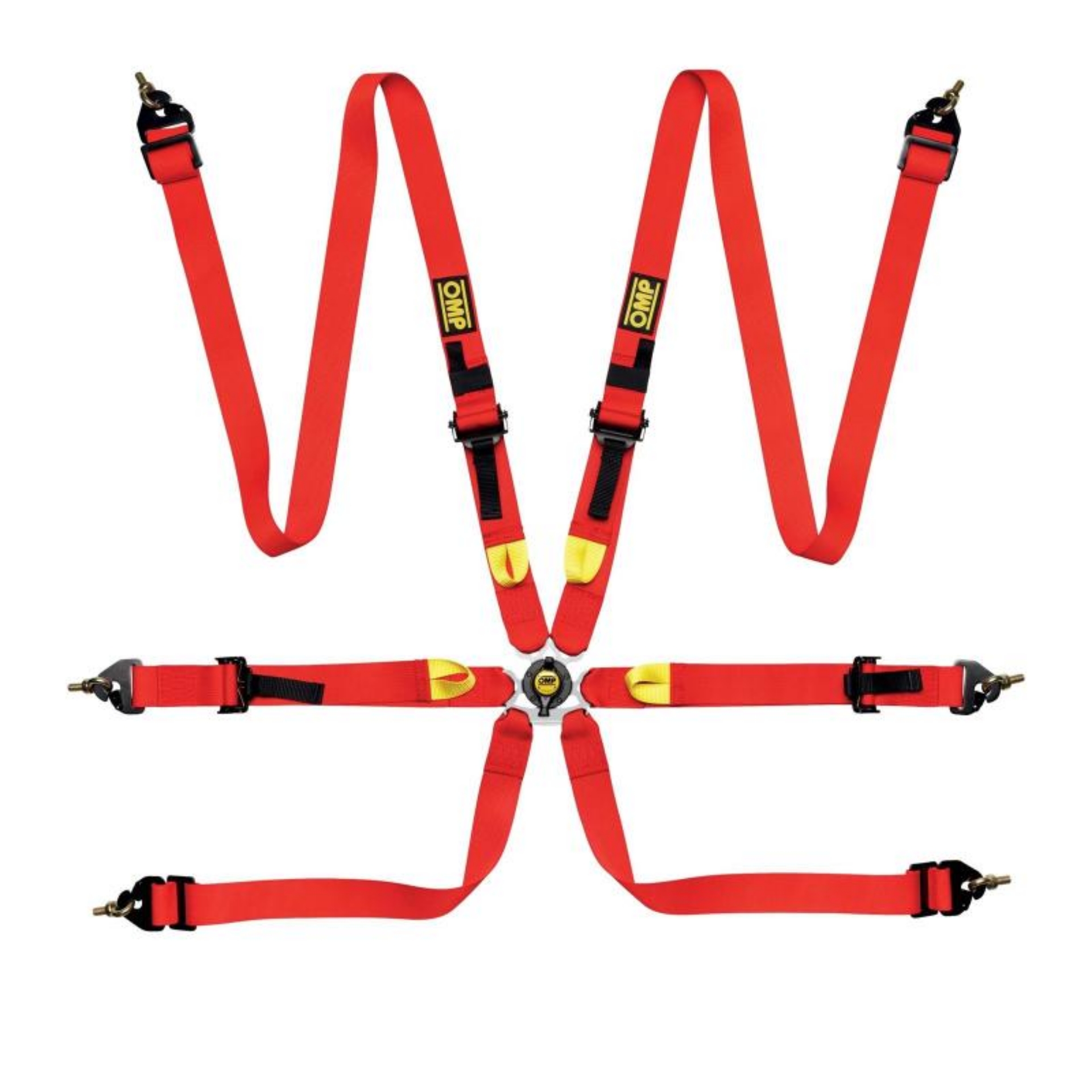 Picture of OMP Safety Harness First 2In Red Fia 8853-2016 Pull Up - Steel Adj
