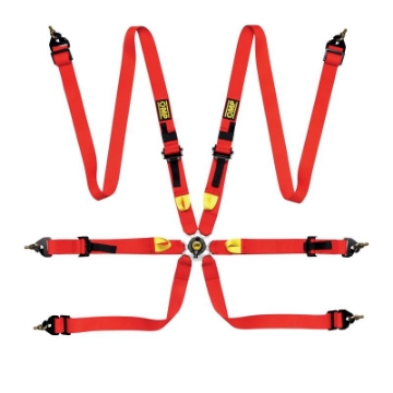 Picture of OMP Safety Harness First 2In Red Fia 8853-2016 Pull Up - Steel Adj