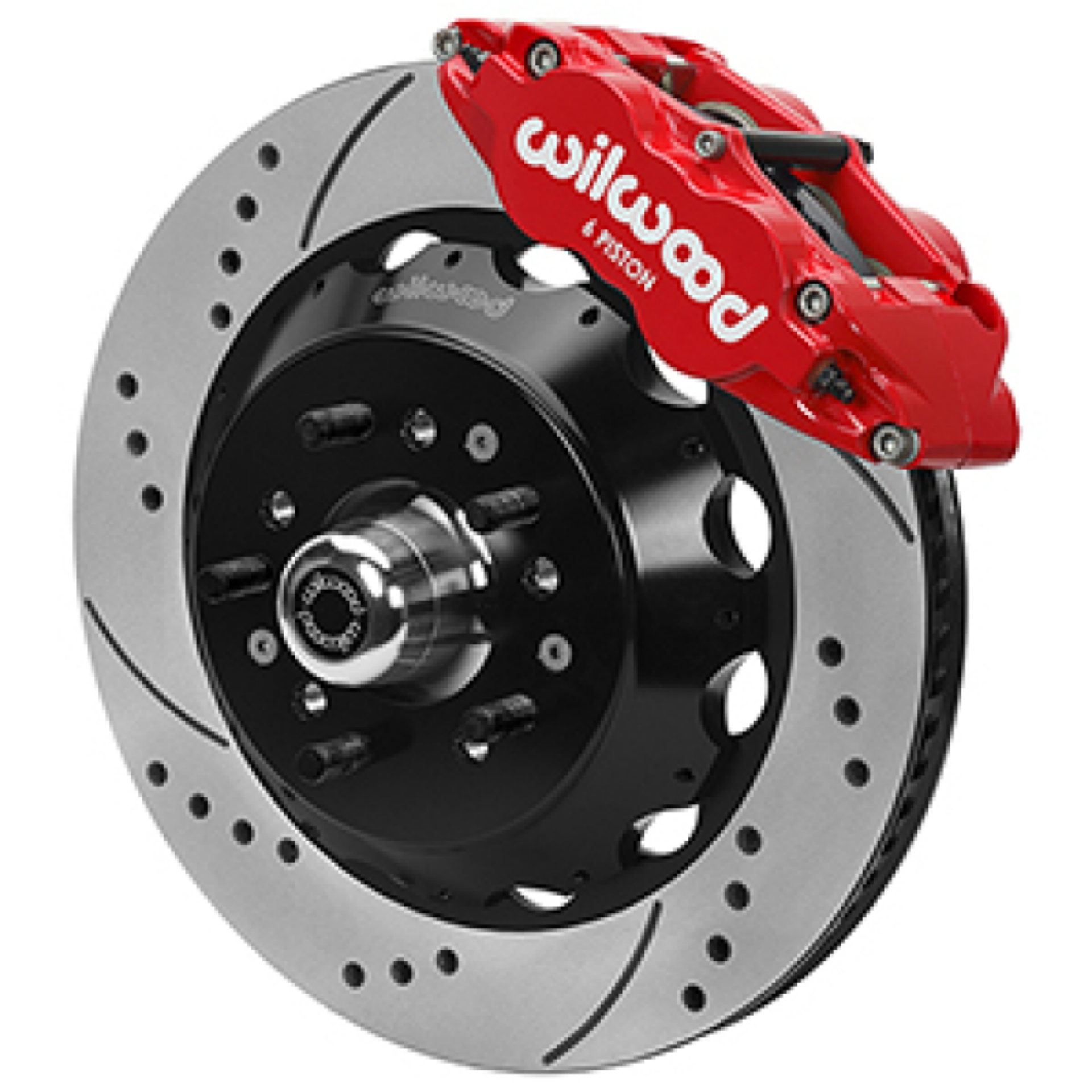 Picture of Wilwood Forged 6 Piston Red Superlite Caliper, SRP 72 Vane Vented Spec37 Drilled & Slotted Rotor - 1