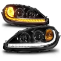 Picture of ANZO 05-13 Chevrolet Corvette Projector Headlights w-switchback & Sequential LED - Black Amber