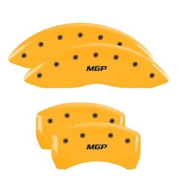 Picture of MGP 4 Caliper Covers Engraved Front-Rear 18-19 Buick Regal Sportback Yellow Finish Silver Characters