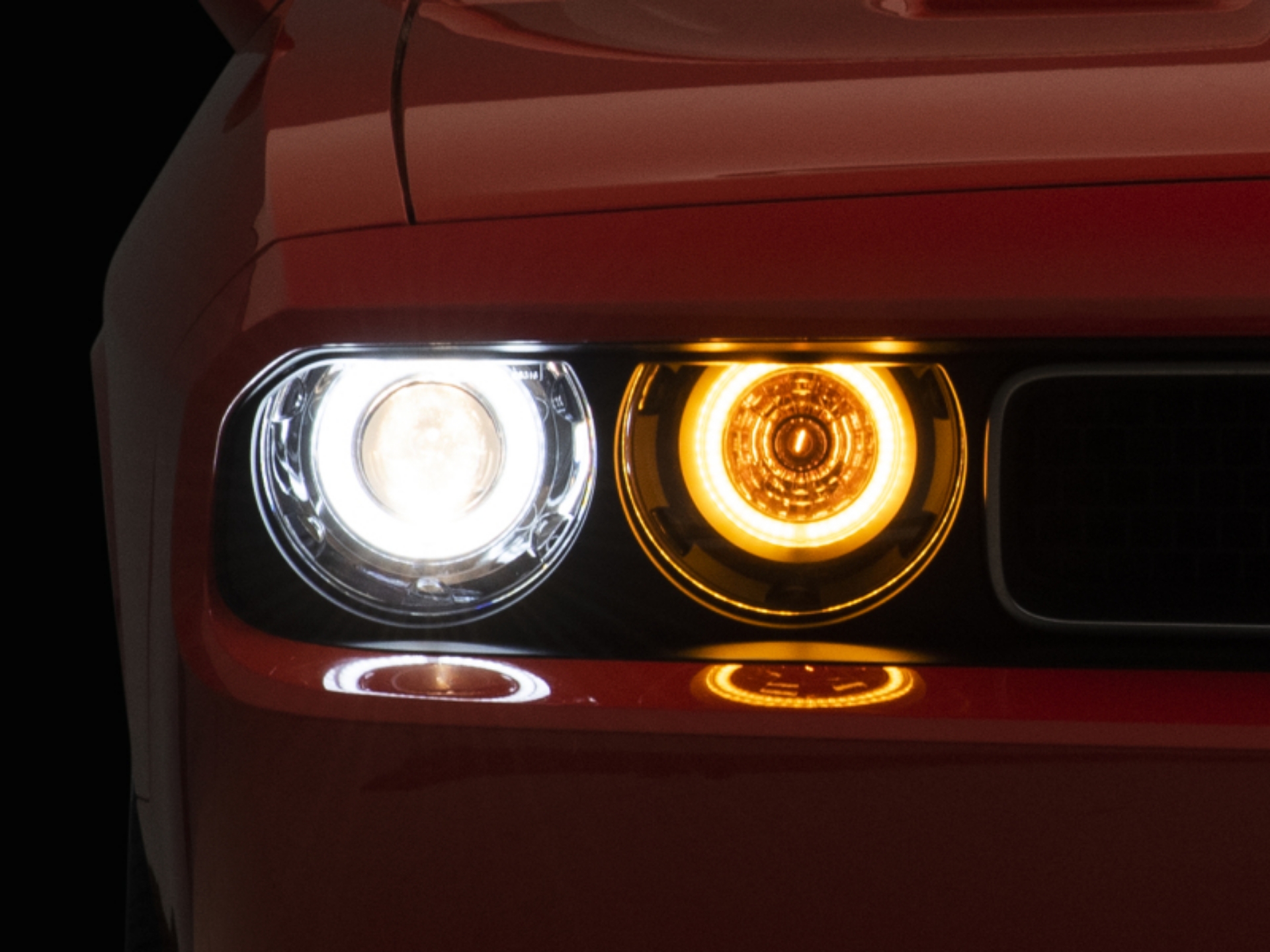 Picture of Raxiom 08-14 Dodge Challenger Dual LED Halo Projector Headlights- Black Housing Clear Lens