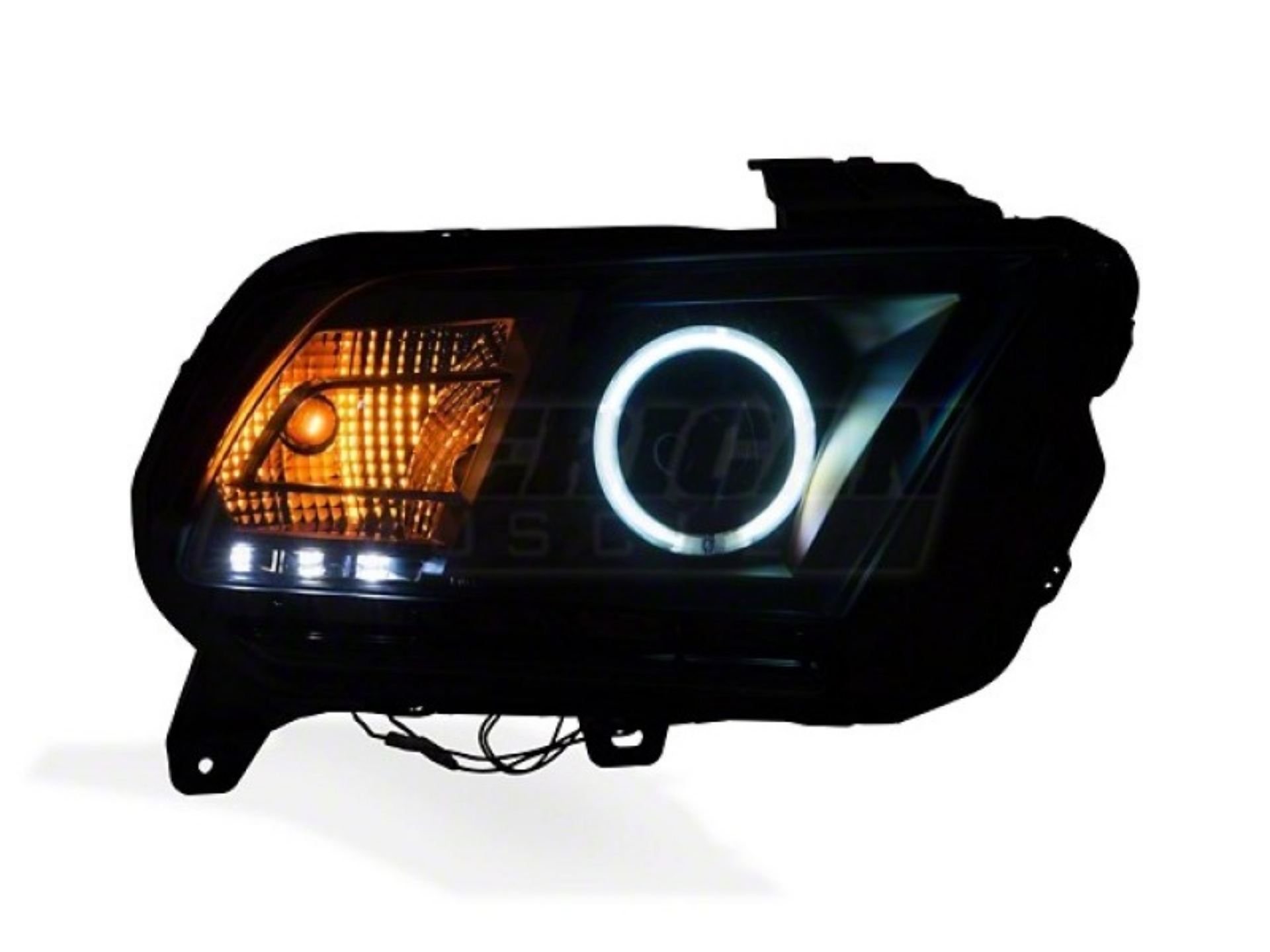 Picture of Raxiom 13-14 Ford Mustang w- Factory HIDLED Halo Projector Headlights- Black Housing Smoked Lens