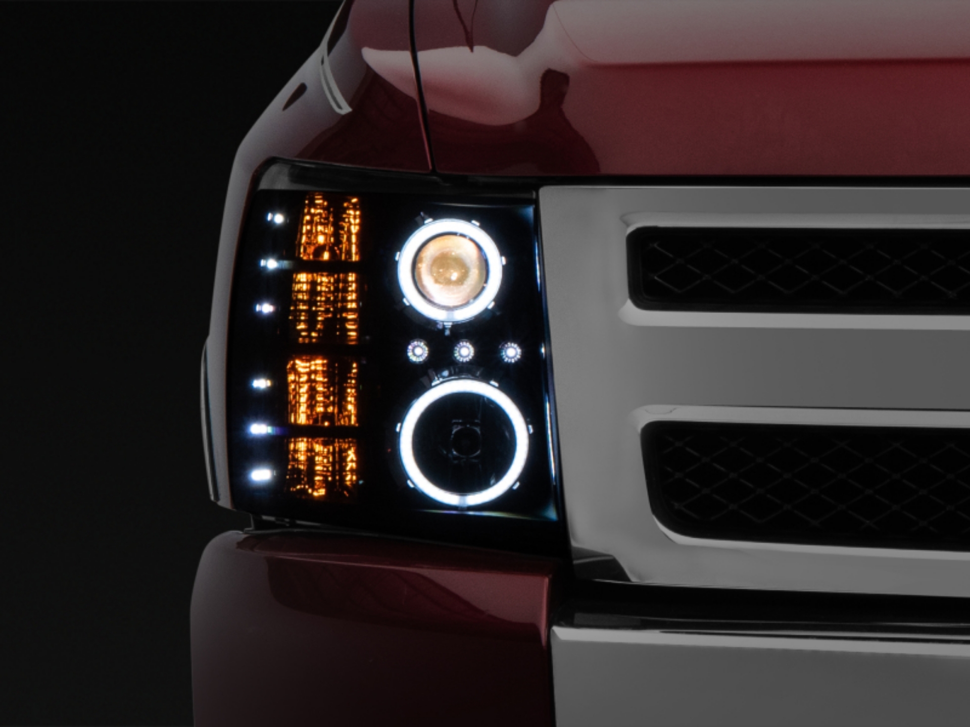 Picture of Raxiom 07-13 Silverado 1500 Super White LED Halo Projector Headlights- Black Housing Clear Lens