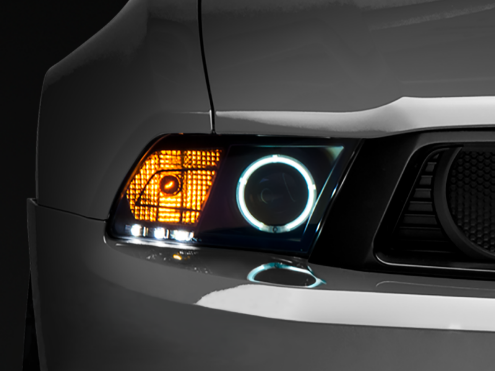 Picture of Raxiom 10-12 Ford Mustang w- Headlights CCFL Halo Projector Headlights- Black Housing Clear Lens