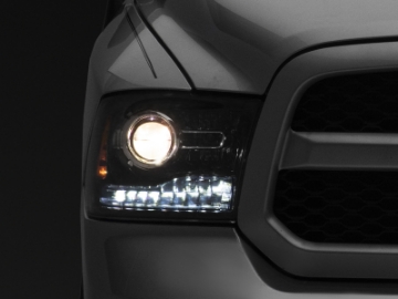 Picture of Raxiom 09-18 Dodge RAM 1500 LED Halo Headlights w-Switchback Turn Signals- Blk Housing Clear Lens
