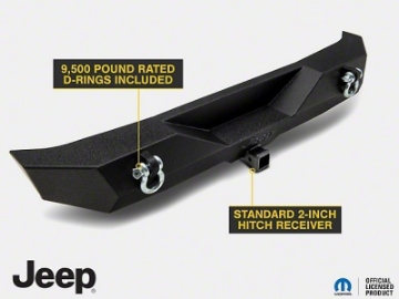 Picture of Officially Licensed Jeep 07-18 Jeep Wrangler JK Trail Force HD Rear Bumper w- Jeep Logo