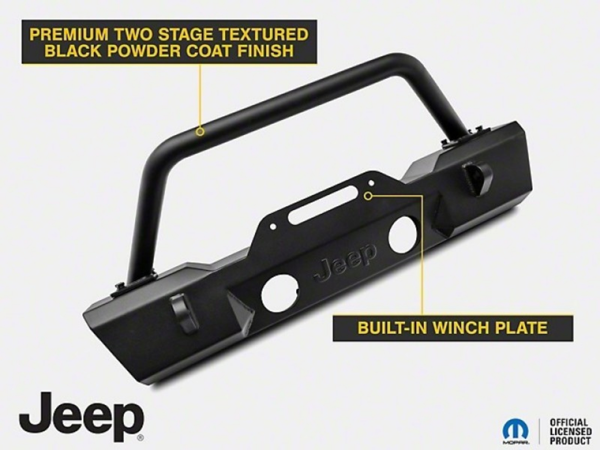 Picture of Officially Licensed Jeep 07-18 Jeep Wrangler JK Stubby Front Winch Bumper w- Jeep Logo