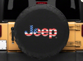 Picture of Officially Licensed Jeep 66-18 CJ5- CJ7-Wrangler YJ- TJ-JK American Flag Logo Spare Tire Cover-32In