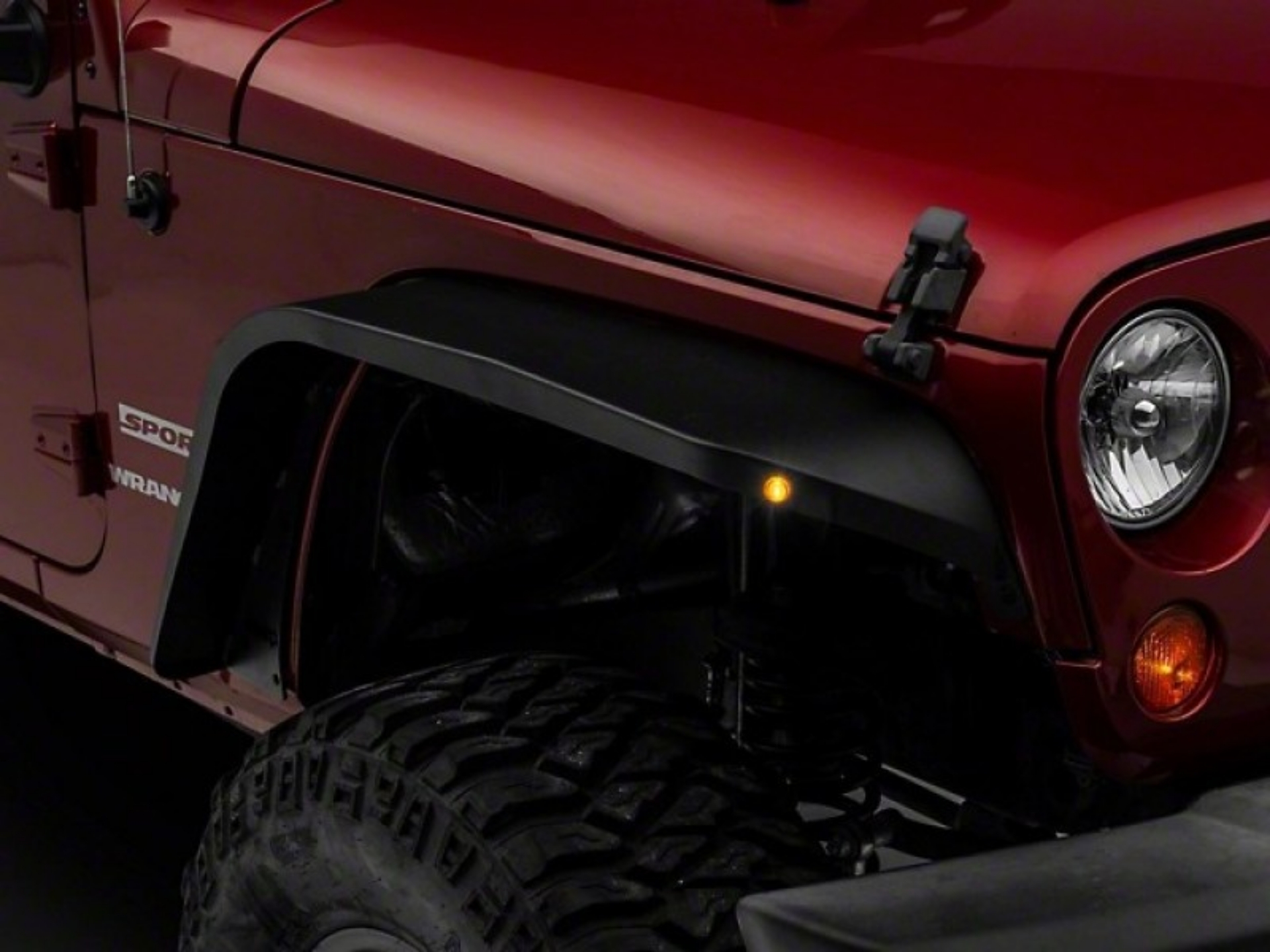 Picture of Officially Licensed Jeep 07-18 Jeep Wrangler JK Slim Fender Flares w- Jeep Logo- Front