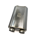 Picture of Stainless Bros 17in OAL 2-5in Oval SS304 Polished Finish Muffler - 2-5in Center In-Dual Out