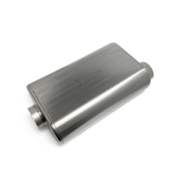 Picture of Ticon Industries 17in Overall Length 2-5in Thin Oval Titanium Muffler - 2-5in Center In-Offset Out