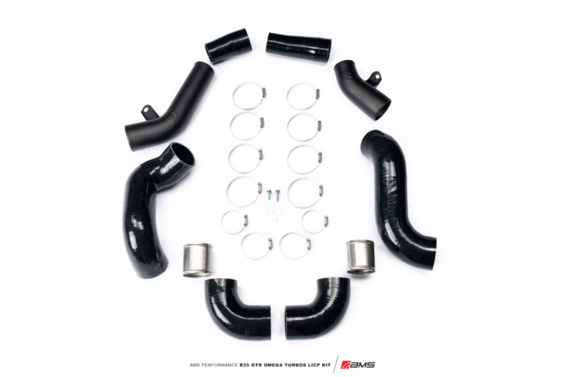 Picture of AMS Performance 2009+ Nissan R35 GTR Omega Turbo Kit 3in Lower Intercooler Pipes Omega 9 & 14